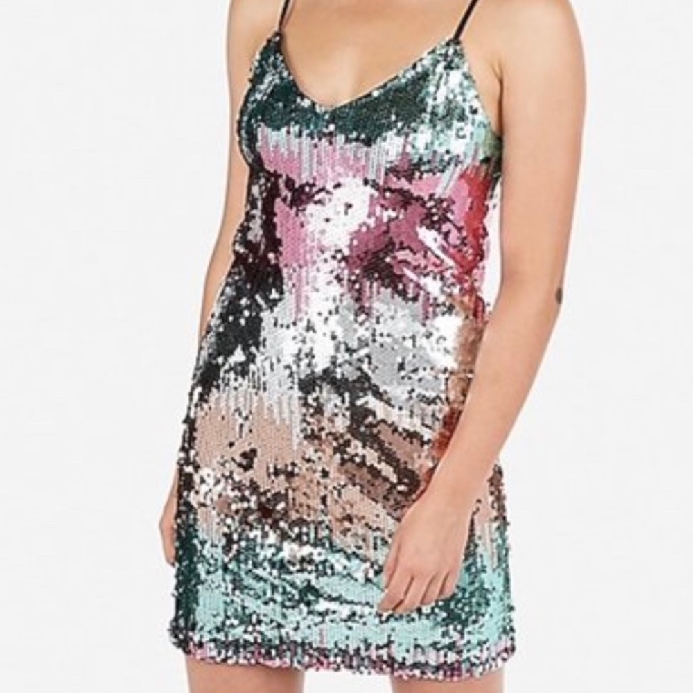 Express Sequin Gradient Cami Dress